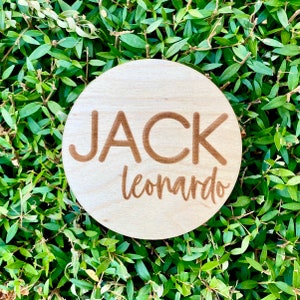 Personalized Baby Name Announcement Disc, Newborn Photo Prop, Rainbow Baby, Newborn name Plaque, round disc with baby name