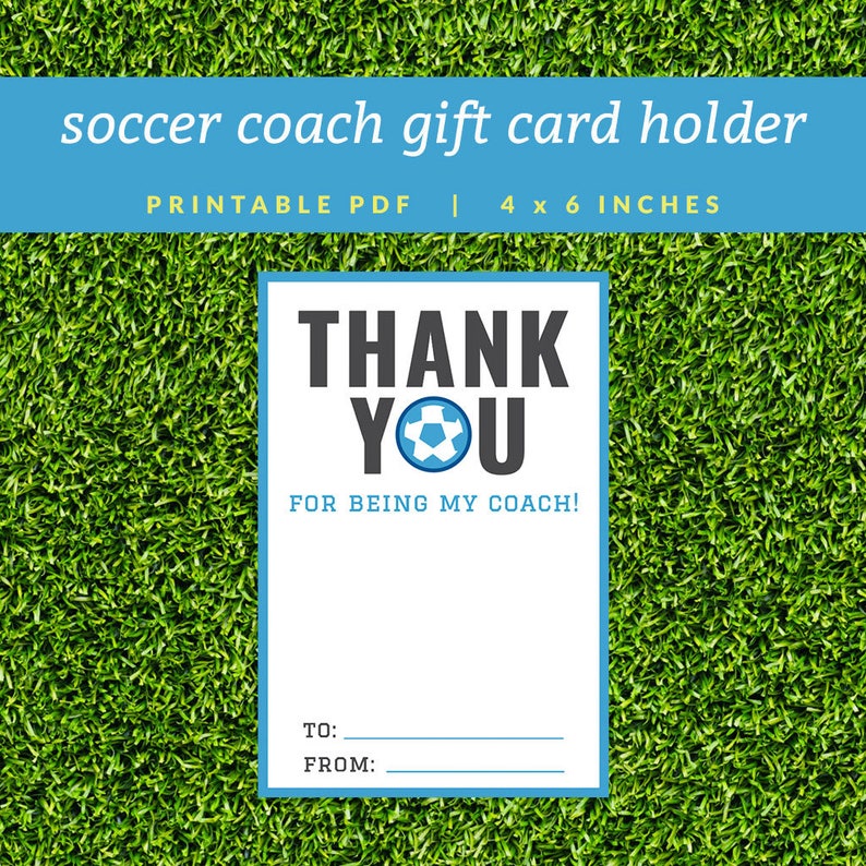 Soccer Coach Gift Card Holder Printable Thank You Gift Card | Etsy