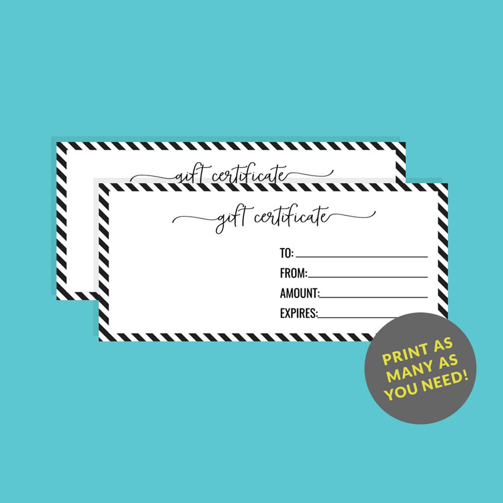 Gift Certificate Printable for your Small Business Gift | Etsy