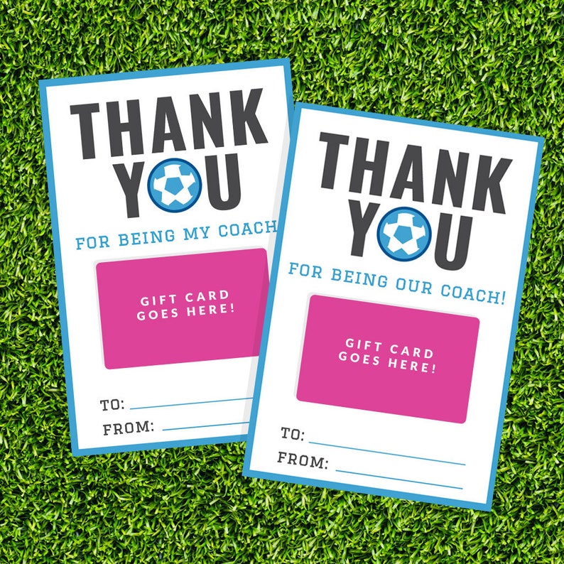 Soccer Coach Gift Card Holder Printable Thank You Gift