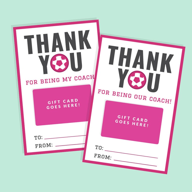 Soccer Coach Gift Card Holder Printable Thank You Gift Card | Etsy