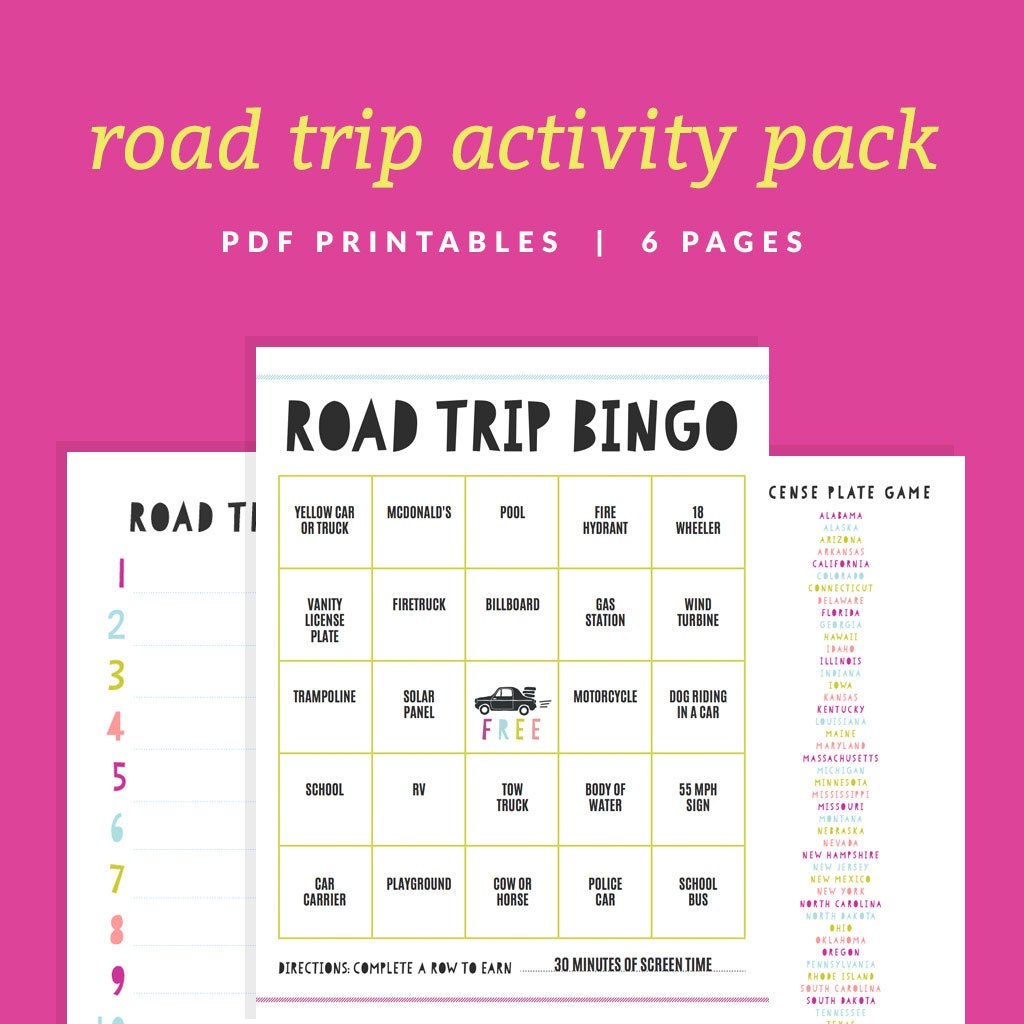 road trip activity pack for kids printable road trip