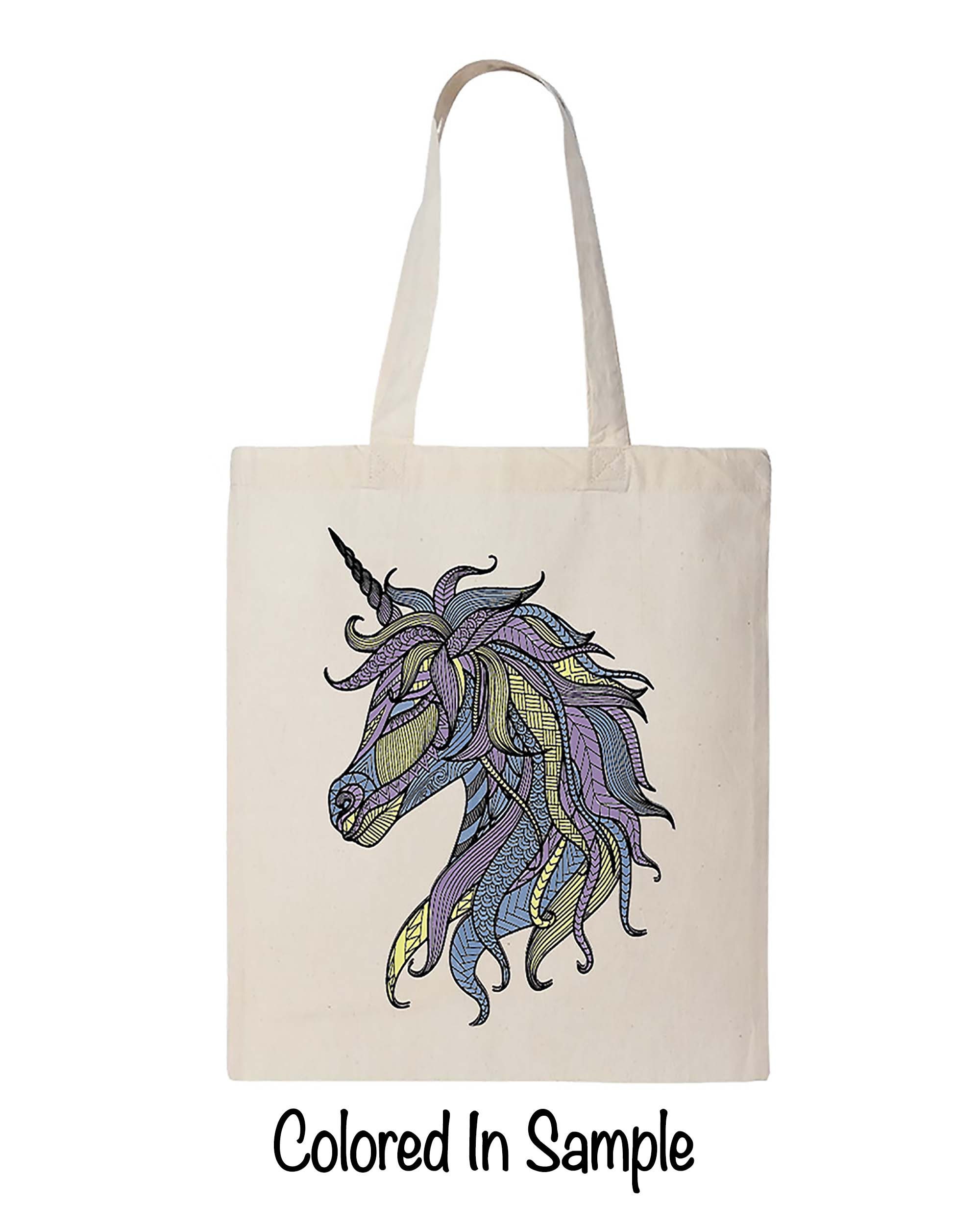Unicorn Coloring Canvas Tote Bag - Etsy
