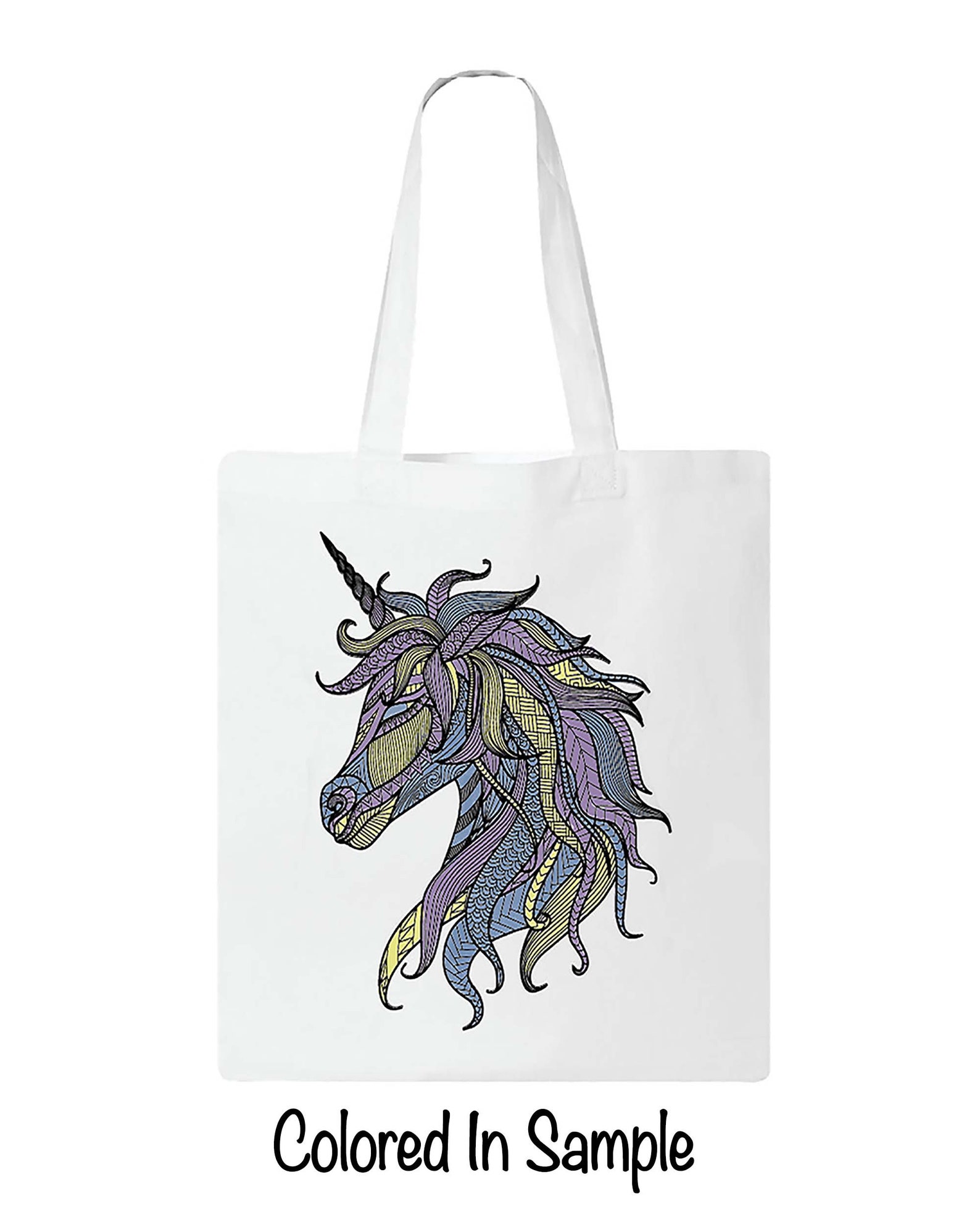 Unicorn Coloring Canvas Tote Bag - Etsy