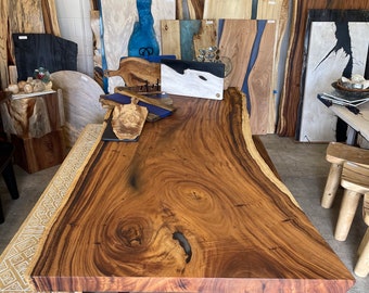 Tranche / Plateau D'acacia 'live Edge' 520x440x80 Mm - Séchée Au Four - Brut - Neuf - Pour ébénisterie / Déco