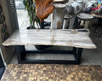 Petrified Wood Coffee Table - Cream and Black tones with soft gray.