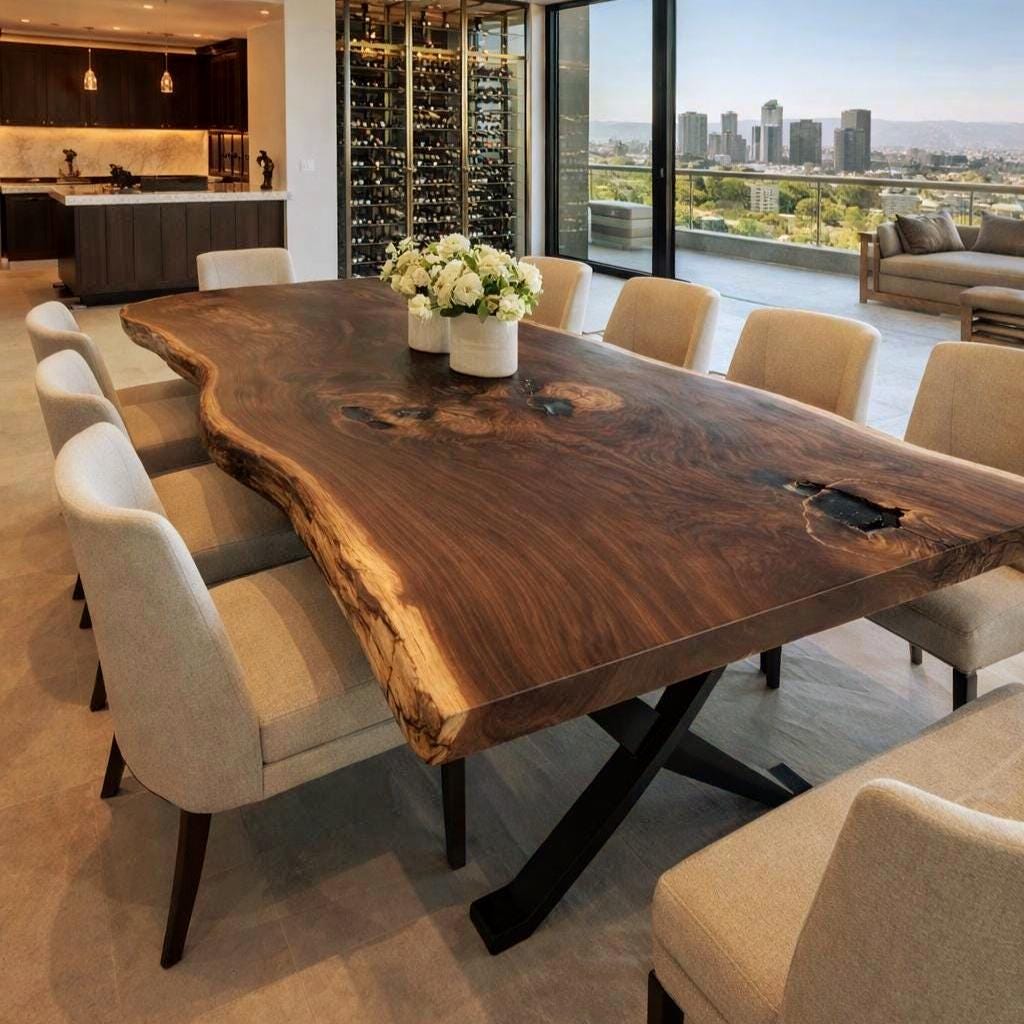 Live Edge Walnut Dining Table - Custom Solid Wood - Etsy