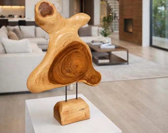 Abstract Hand Carved Acacia Sculpture