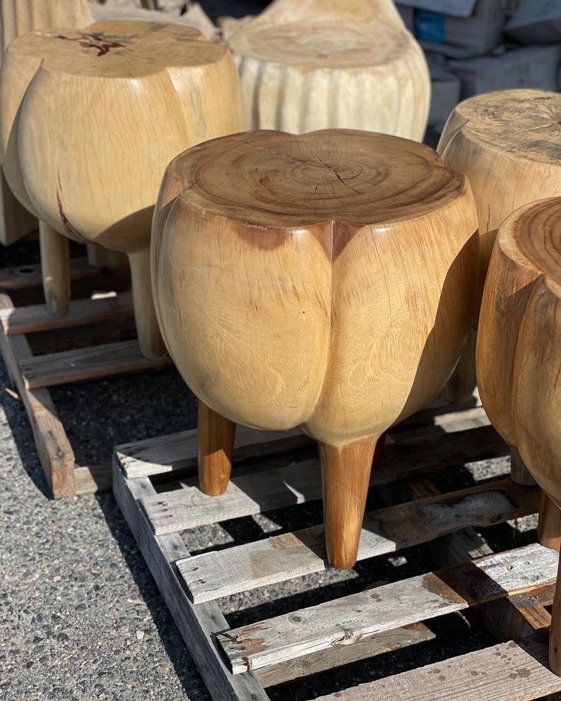 Carved Solid Wood End Tables Etsy