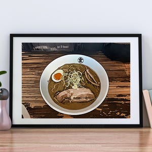 Pôster e arte de parede para impressão de tigela de macarrão japonês Ramen - Niseko, Japão - Impressão digital de comida de macarrão