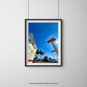 Vibrant California In-N-Out Burger Wall Art - Palm Trees & Blue Sky Digital Print
