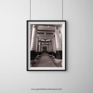 Fushimi Inari Taisha Shrine - Kyoto, Japan - Torii Gate - Shinto Shrine - Black and white photography travel print