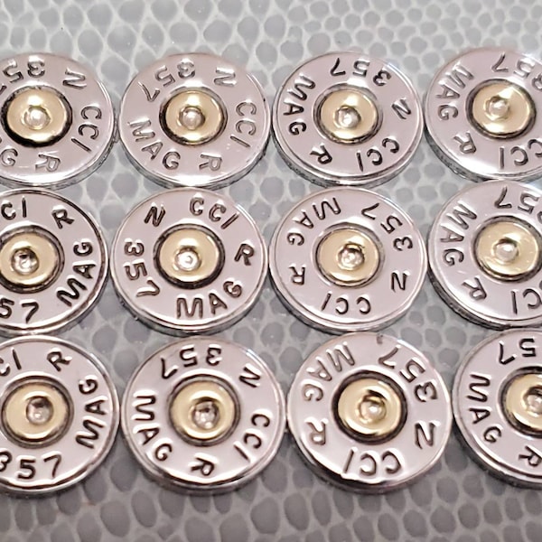 Bullet Slices 357 MAG, 12 Piece, Polished & Matched, DIY Jewelry, Aluminum