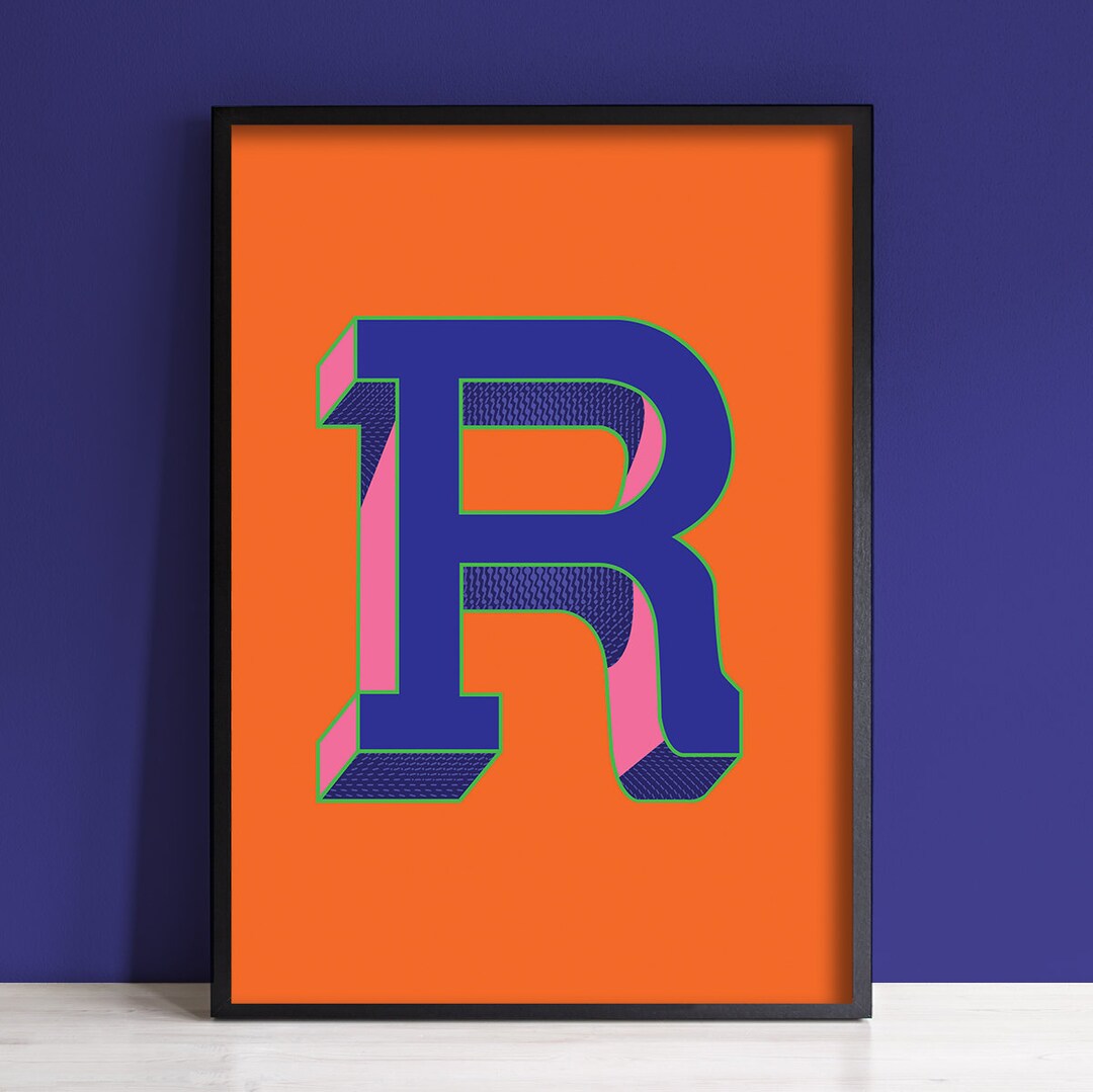 Letter R Print | Colourful Letter Print | Initial R Wall Art | Alphabet ...