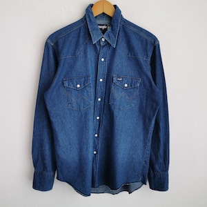 Wrangler Shirt Vintage Wrangler Made In USA Denim Shirt Size XL