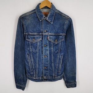Levis Distressed Jacket Vintage 80s Levis Lot 71506-0216 Trucker Denim Jeans Jacket Made In USA Size S