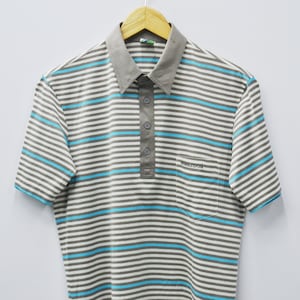 Camisa polo vintage Wimbledon Tennis Collection, camisa polo listrada vintage Wimbledon Renown, tamanho G