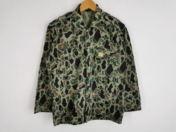Korean Army Jacket Vintage 80s Army Korea Frogskin Uniform Jacket 