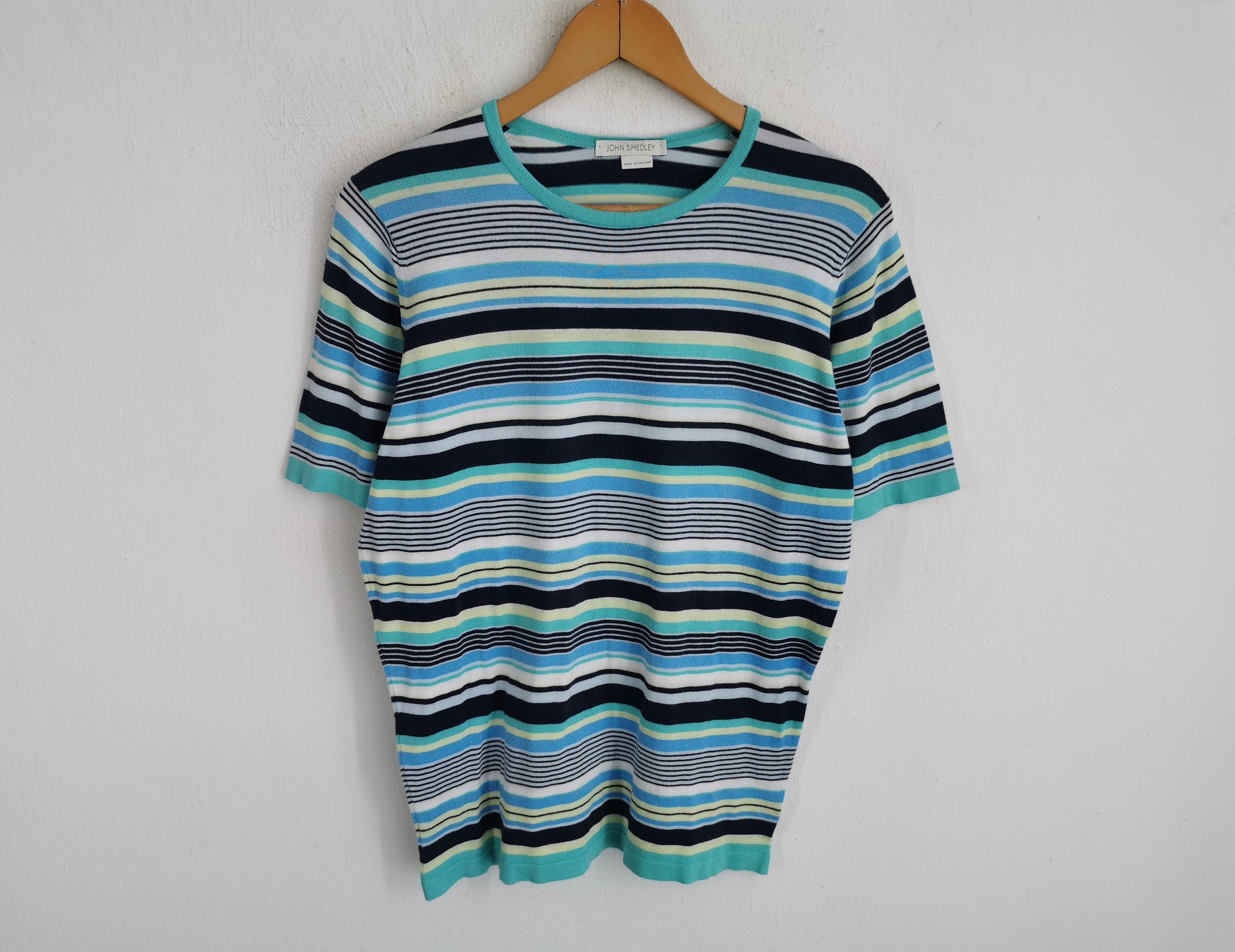 トップス JOHN SMEDLEY BARBLY STRIPED T-SHIRT M John Smedley Shirt Vintage John Smedley Stripe Tee T Shirt