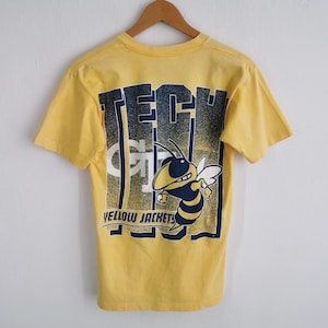 Georgia Tech Yellow Jackets Distressed Shirt Vintage 80&#39;s Georgia Tech Yellow Jackets by Tough Tee Belton NBA Tee T Shirt Made In USA Size M