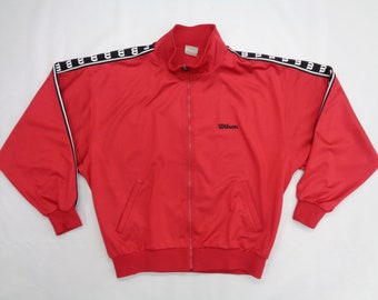 Wilson Jacket Vintage Wilson Track Jacket Vintage 90s Wilson Taped Logo Track Top Jacket Size L