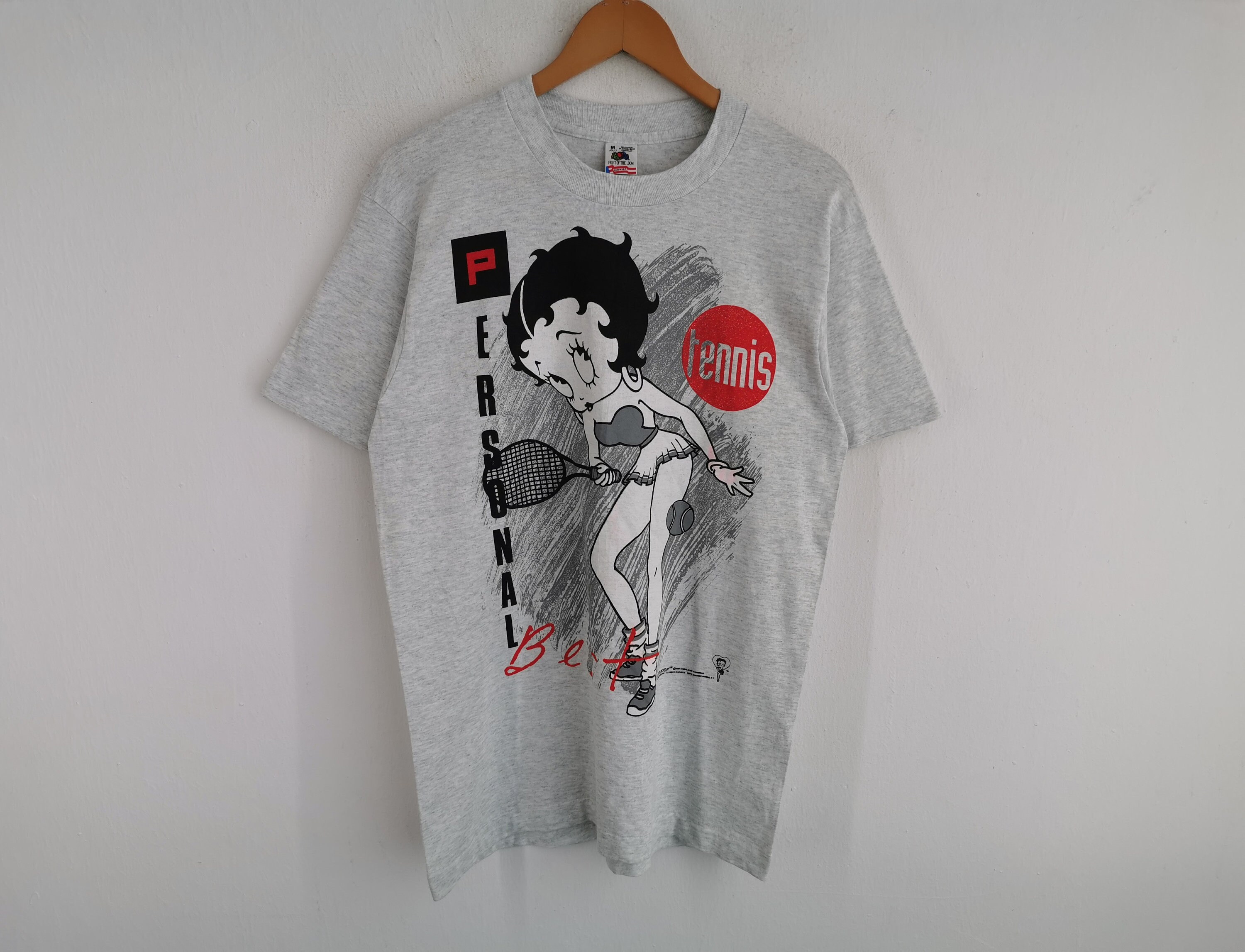 FRUIT OF THE LOOM◆Tシャツ/L/コットン/BETTY BOOP/USA製 Betty Boop Shirt Vintage 90s Betty Boop Made in USA Tennis
