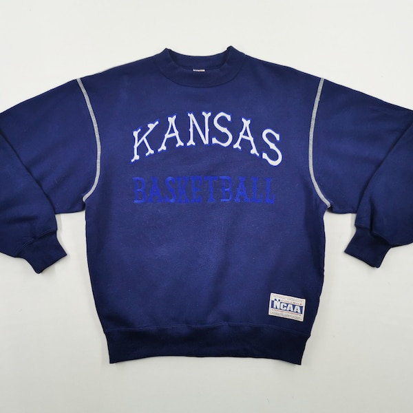 Kansas Basketball Sudadera Vintage Kansas Basketball Jersey Kansas Basketball Por NCAA College Sports Made In Japan Sudadera Tamaño M