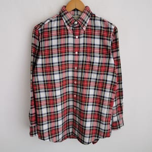 LL Bean Shirt Vintage 90s LL Bean Checkered Button Flannel Shirt Made In USA Size L