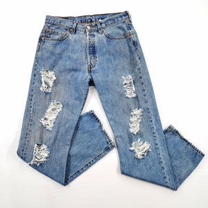 Levis Jeans Distressed Size 33 Levis Denim Vintage Levis Button Fly Denim Jeans Size 32/33x32
