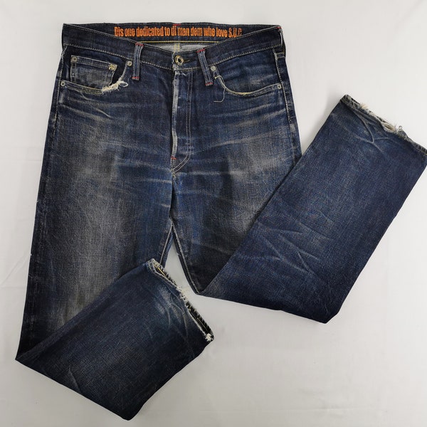 SUC Jeans Distressed Size L SUC Denim SUC Garderobe Japan Made In Japan Selvedge Denim Jeans Size 33/34x29