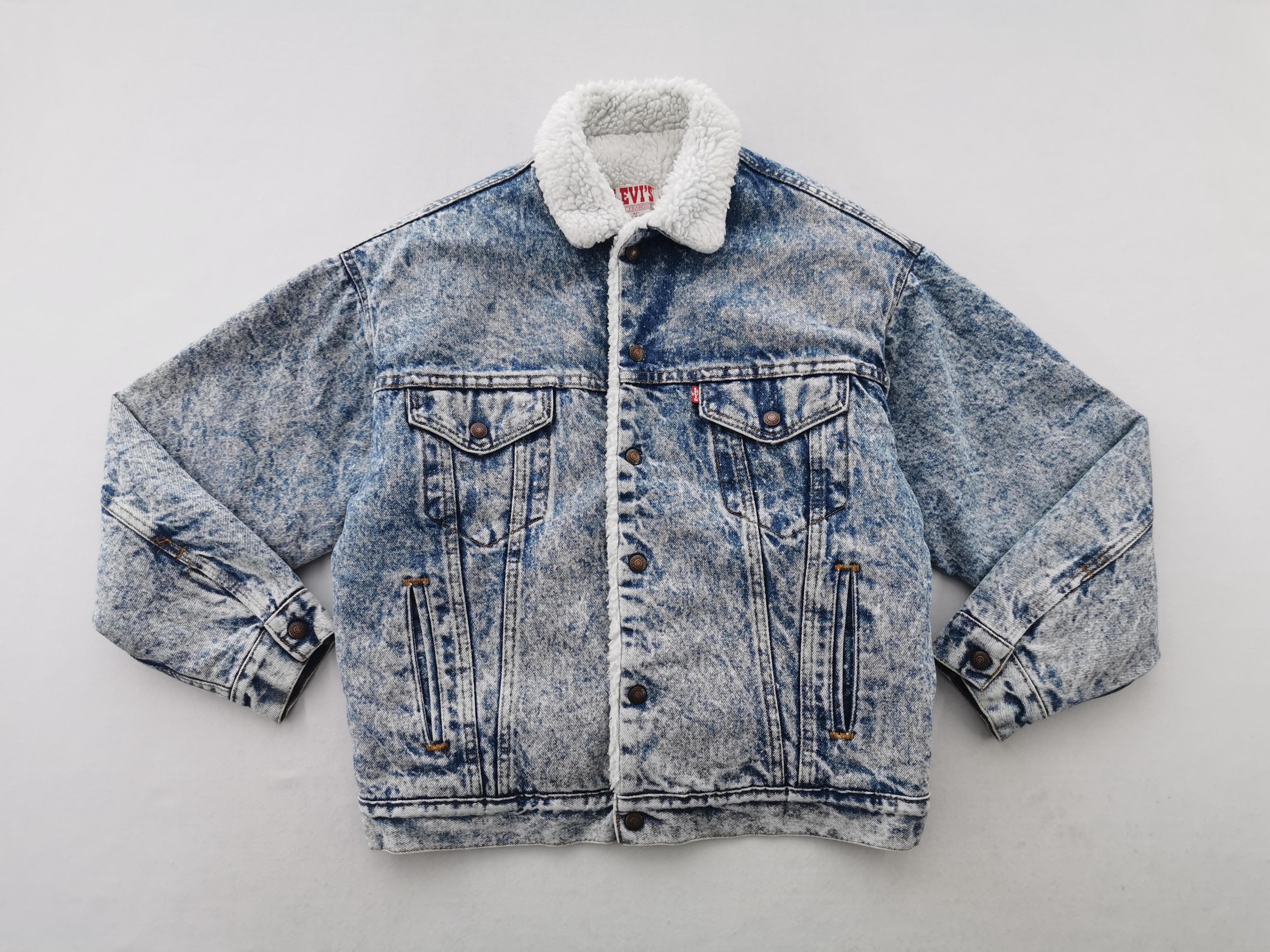 Levis Jacke Vintage 80er Jahre Levis Sherpa Acid Wash Denim