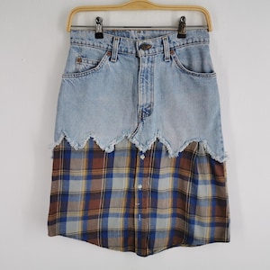 Levis Skirt Vintage Levis Denim Custom Flannel Skirt Womens Size 27
