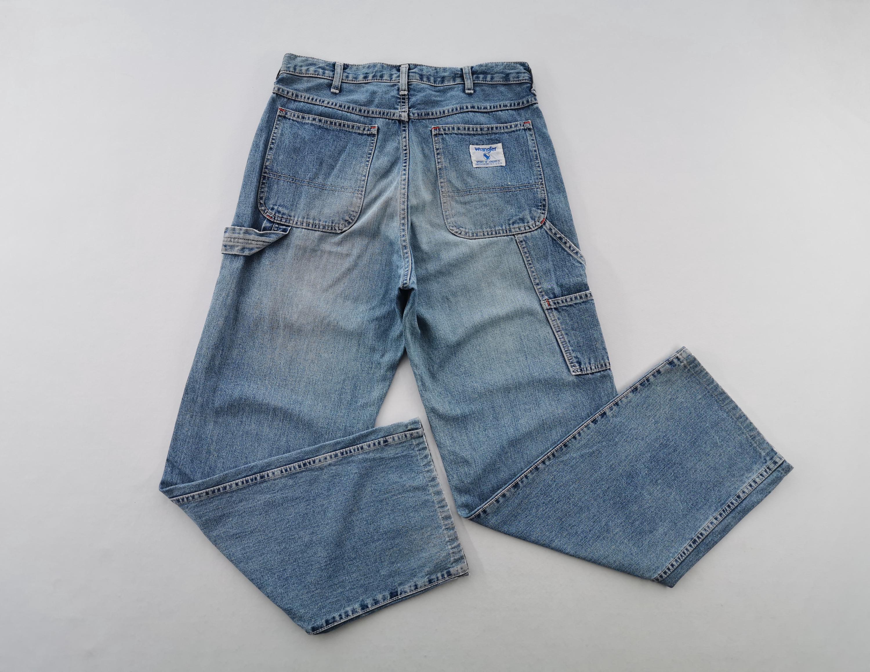 【SATIIIZ】Ritan vintage Carpenter denim pants Loose Fit Carpenter Jeans with Hammer Loop, Vintage Indigo