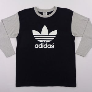 Adidas Shirt Vintage Adidas T Shirt 90s Adidas Made In USA Big Logo Long Sleeve Tee T Shirt Size S/M