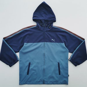 Puma Jacket Vintage Puma Windbreaker Vintage Puma Color Block Hoodie Windbreaker Jacket Size M