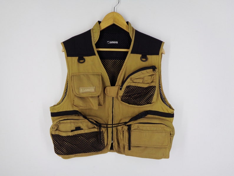 Canon Jacket Vintage Canon Vest Jacket Vintage 90/'s Canon Multi Pocket Sleeveless Vest Jacket Size ML