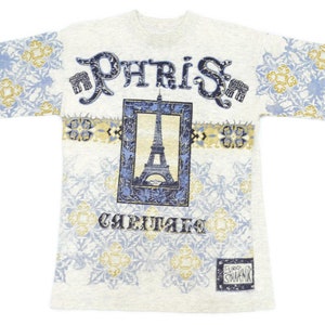 Maglietta Torre Eiffel Vintage Parigi T-shirt anni &#39;90 Parigi Capitale Euro Souvenier Tee T-shirt Taglia S