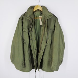 True Vintage 40s 50s World War Military DISTRESSED Parka Jacket Made In USA Size L