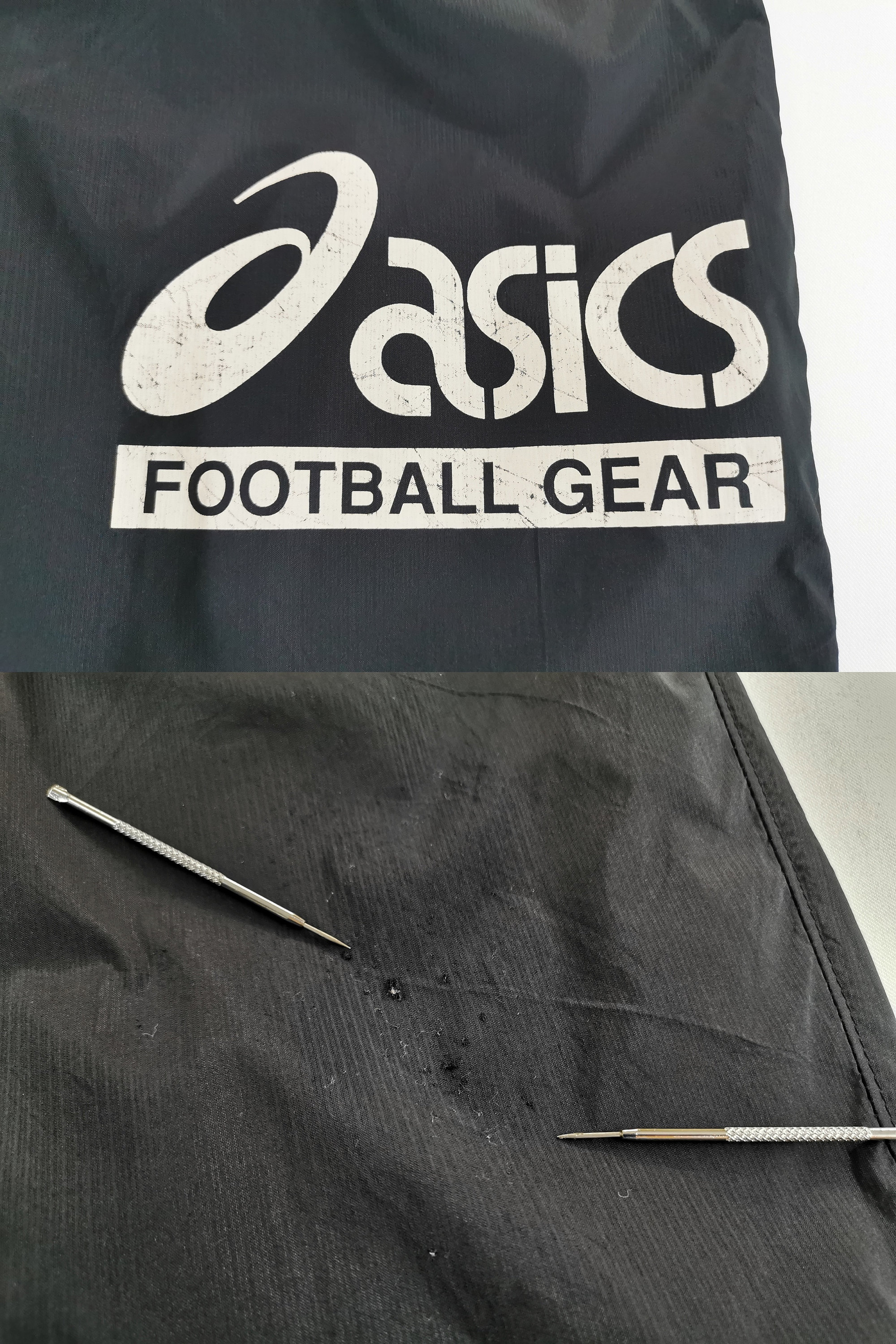 希少品 美品 90s asics FOOTBALL GEAR ロゴ刺繍 ジャージ asics - 【超希少】90s asics 刺繍 ナイロン ジャージ 上下