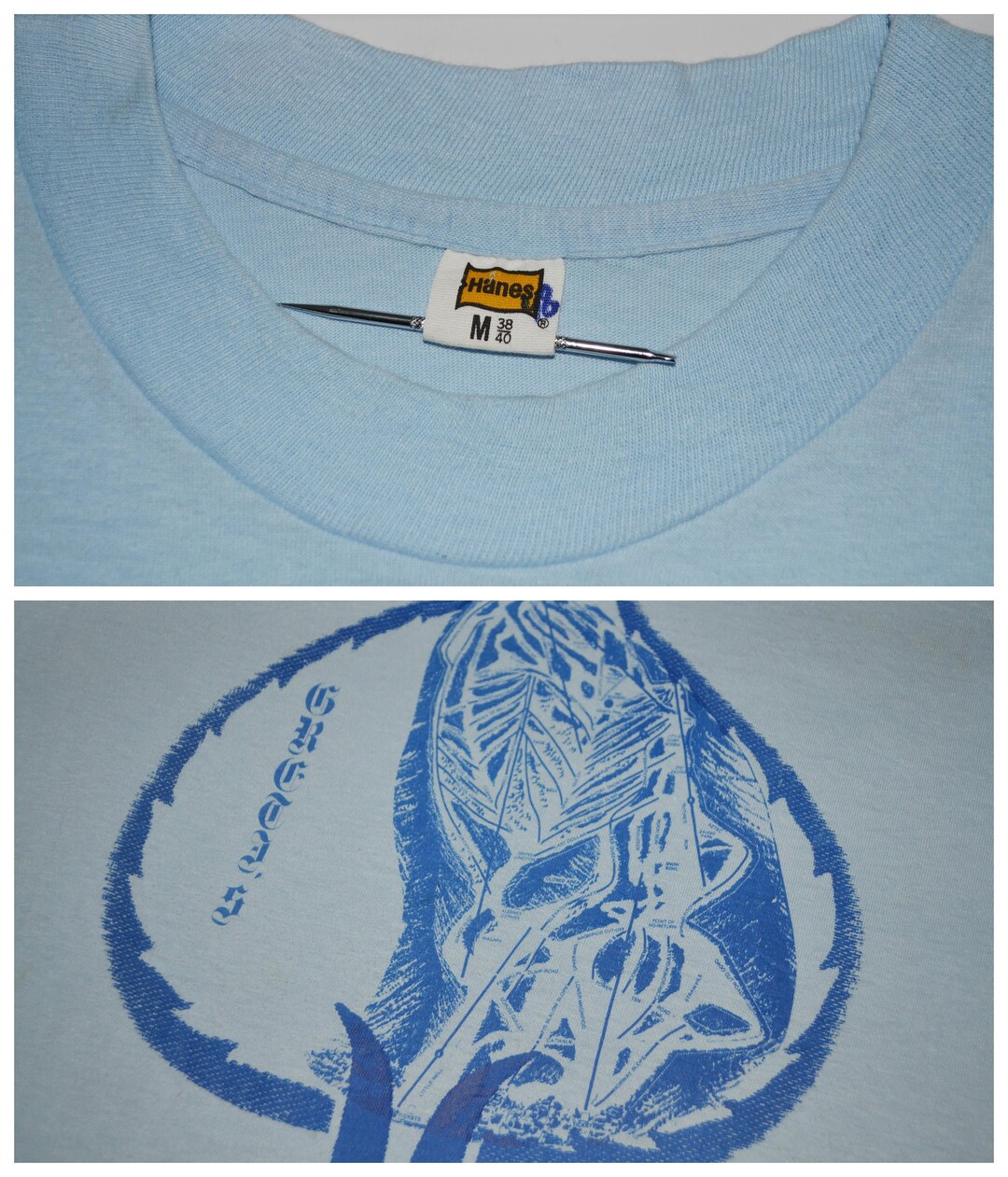 Hanes TOP Art T-shirt, Men's XL, Vintage cotton gray type Vintage Second Hand