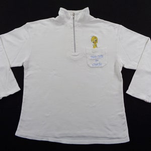 Tweety Distressed Shirt Vintage Tweety T Shirt 90s Tweety Warner Bros Embroidery Logo Long Sleeve Tee T Shirt Size S