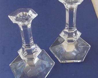 Pair(s) of Val St Lambert "Elysee" Crystal Candlesticks - 6-5/8" Tall