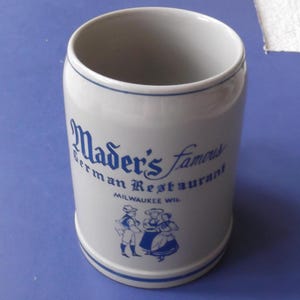 Vintage Stoneware Beer Mug, Tankard or Stein - Mader&#39;s German Restaurant - Milwaukee