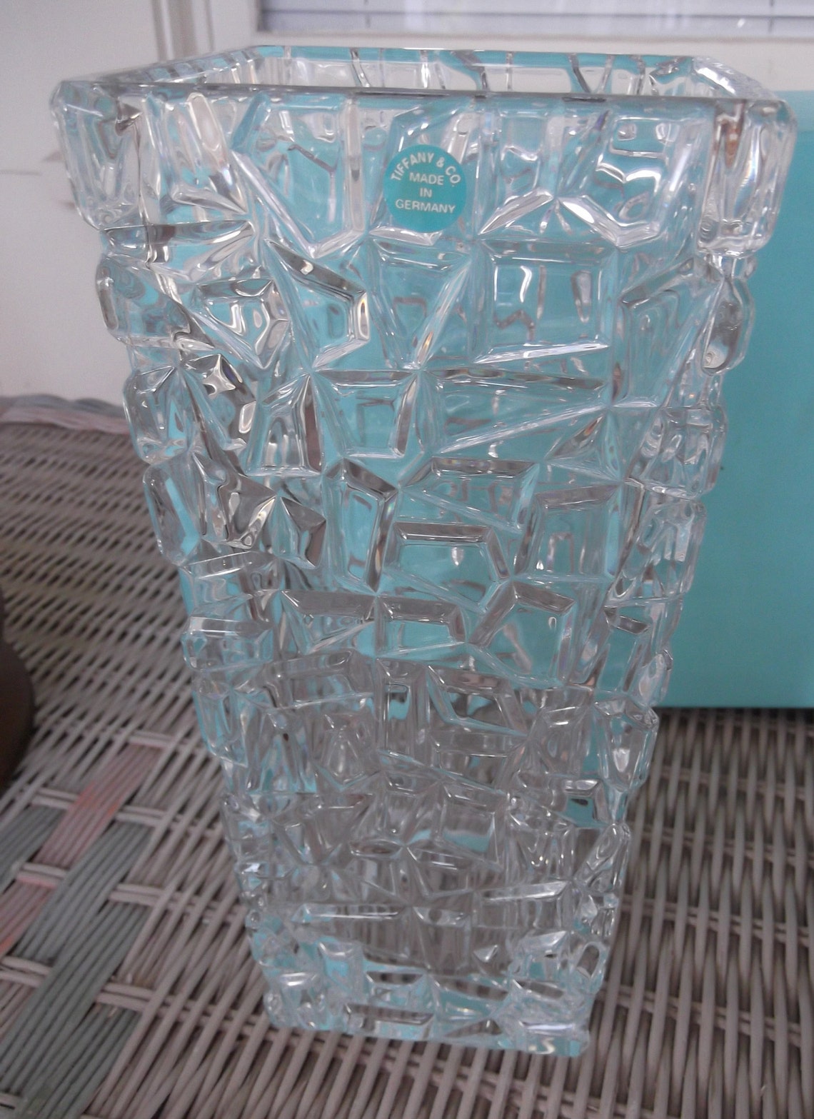 Tiffany & Co. Sierra Rock Cut Square Crystal Vase Etsy