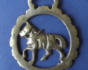 English Brass Horse Harness Medallion - Horse
