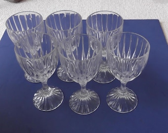 Set of Six Mikasa Crystal "Park Lane" Wine Glasses - 6-3/8"
