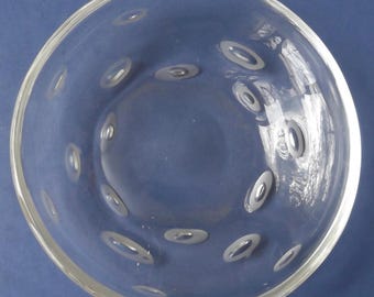 Orrefors Crystal Dish or Shallow Bowl - 7-1/8" - Frosted Oval Dimples