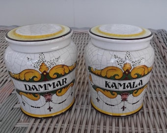 Two Vintage 4" Tall Anton Herr AH Western Germany Apothecary or Spice Jars