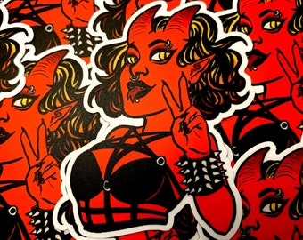 demon babe vinyl sticker