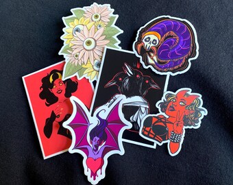 spooky sexy weird vinyl stickers - clearance sale!!